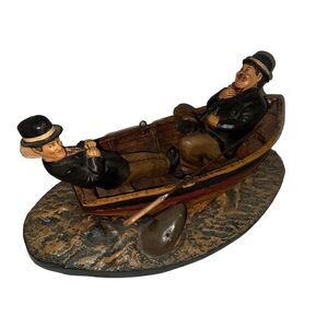 Extremely Rare! Laurel & Hardy Fishing in Boat Figurine Statue With Accessories